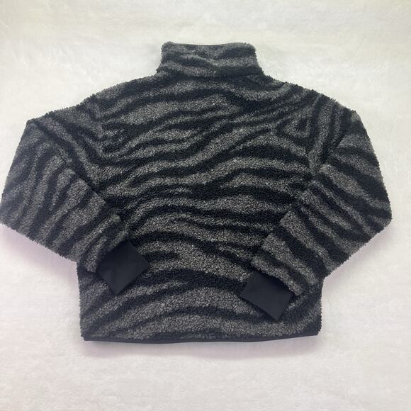 Varley Zebra Print Sherpa Fleece Full Zip Jacket Black Gray Size M - Picture 11 of 11